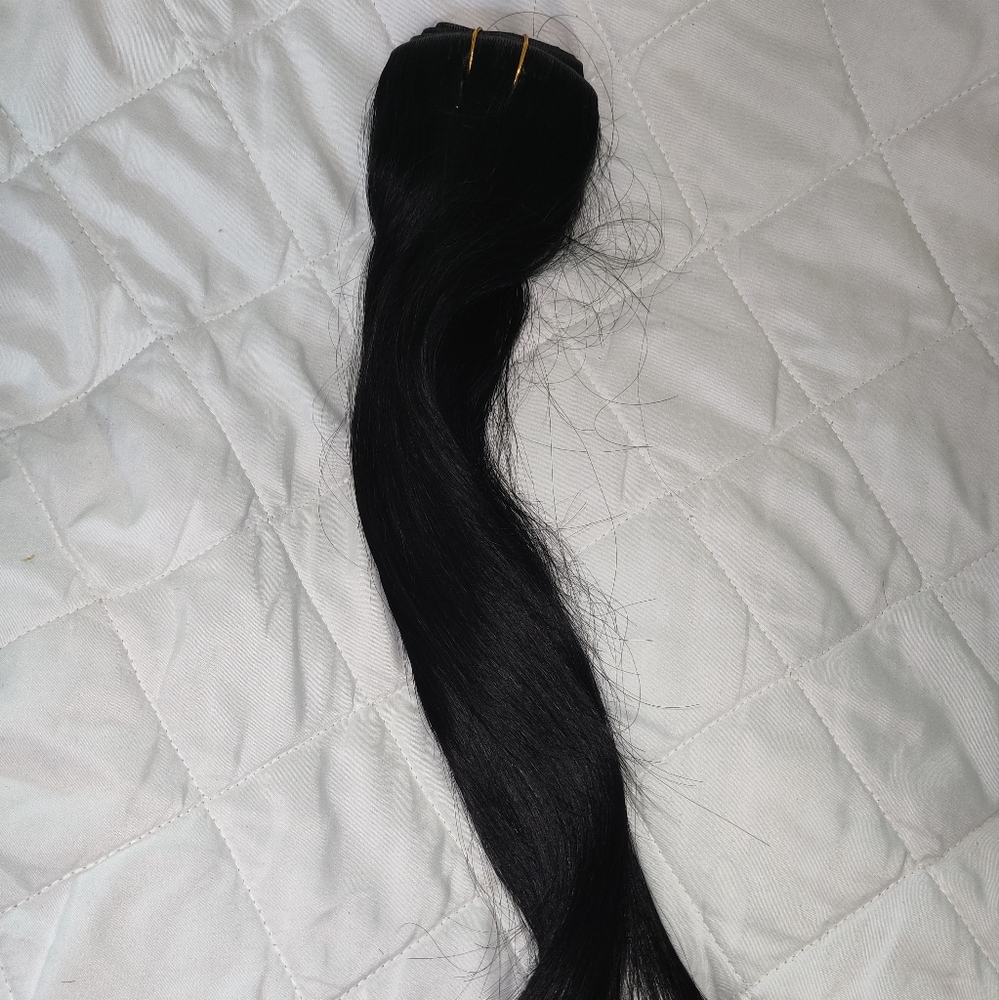 Maxita 100% Remy Human Hair 16" Extensions Jet Black Invisi Edge Clip Ins - Picture 11 of 16